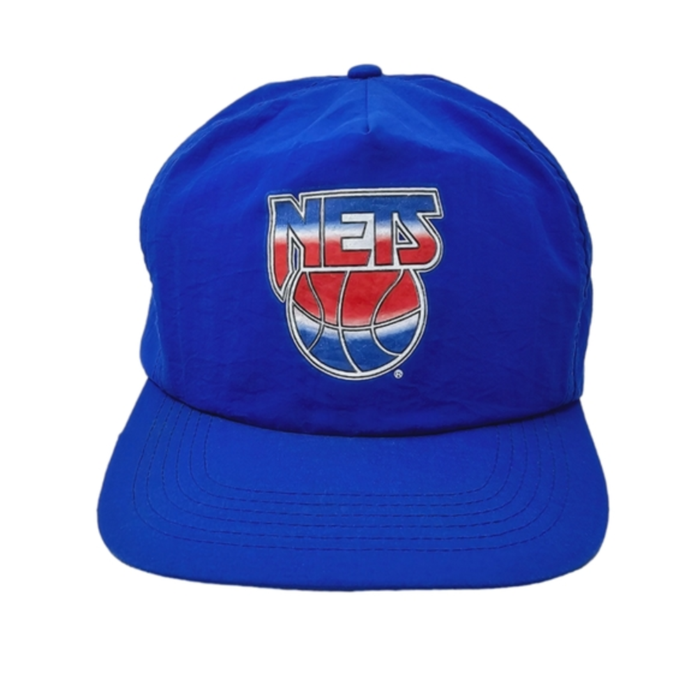 Vintage 90s NBA‎ New Jersey Nets Hat Snapback Old Logo Rare Archer Nylon Hat Cap